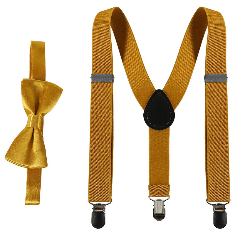 Kids' Clip-On Colorful Suspenders with Bowtie