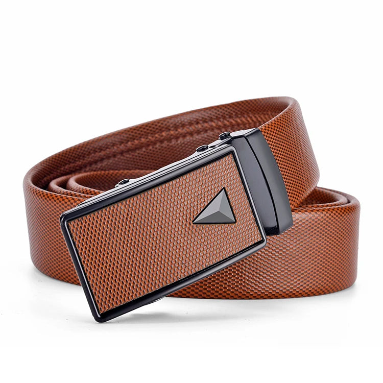 Ceinture Cuir Noir Homme, Boucle Métallique Automatique
