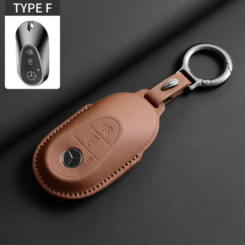 Luxury Leather Remote Key Case for Mercedes Models