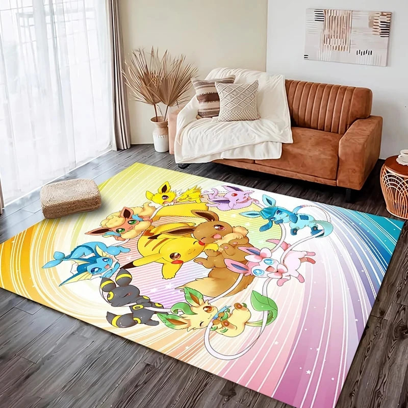 Pikachu & Eevee Plush Rug: Cozy Anime Home Decor