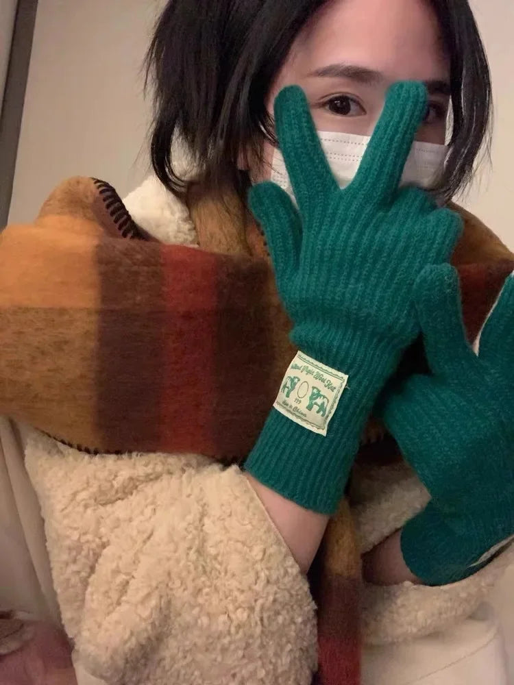 Gants Femme en Laine Éléguants avec Strass Blancs