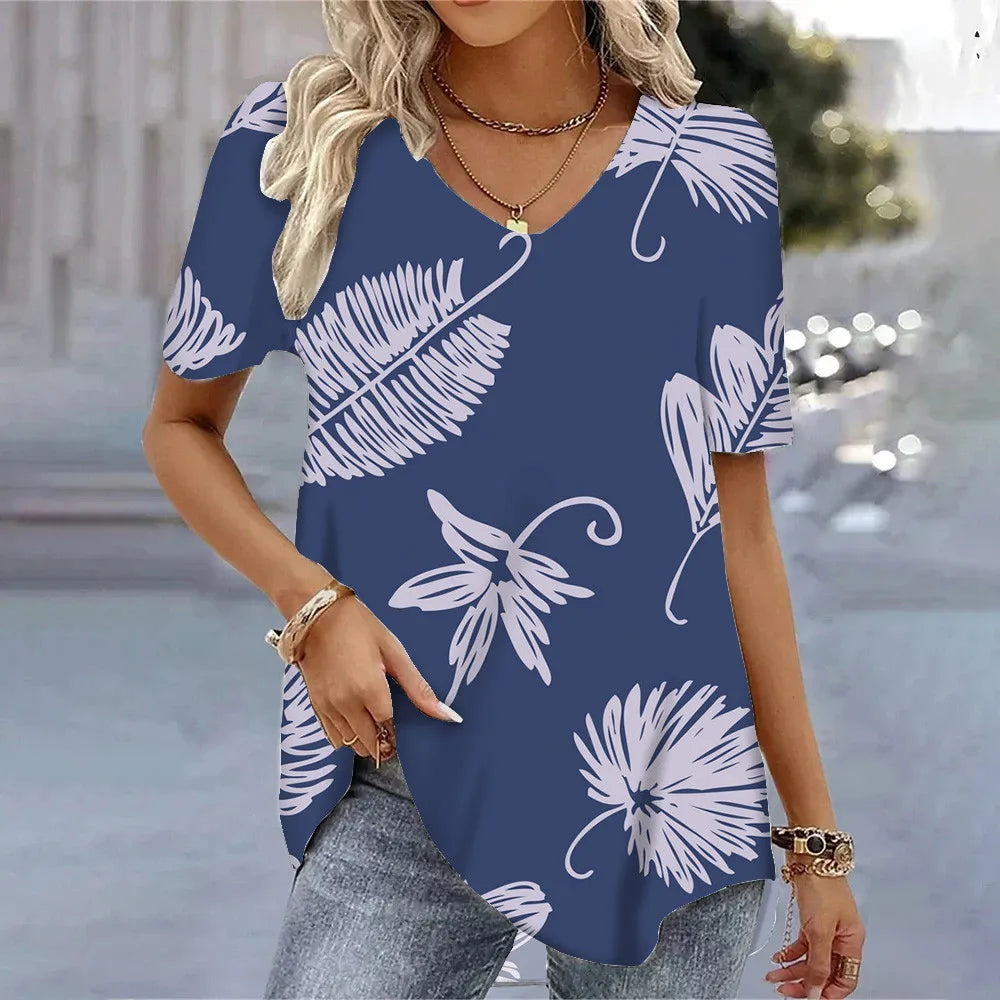 T-shirt Floral 3D Élégant d'Été