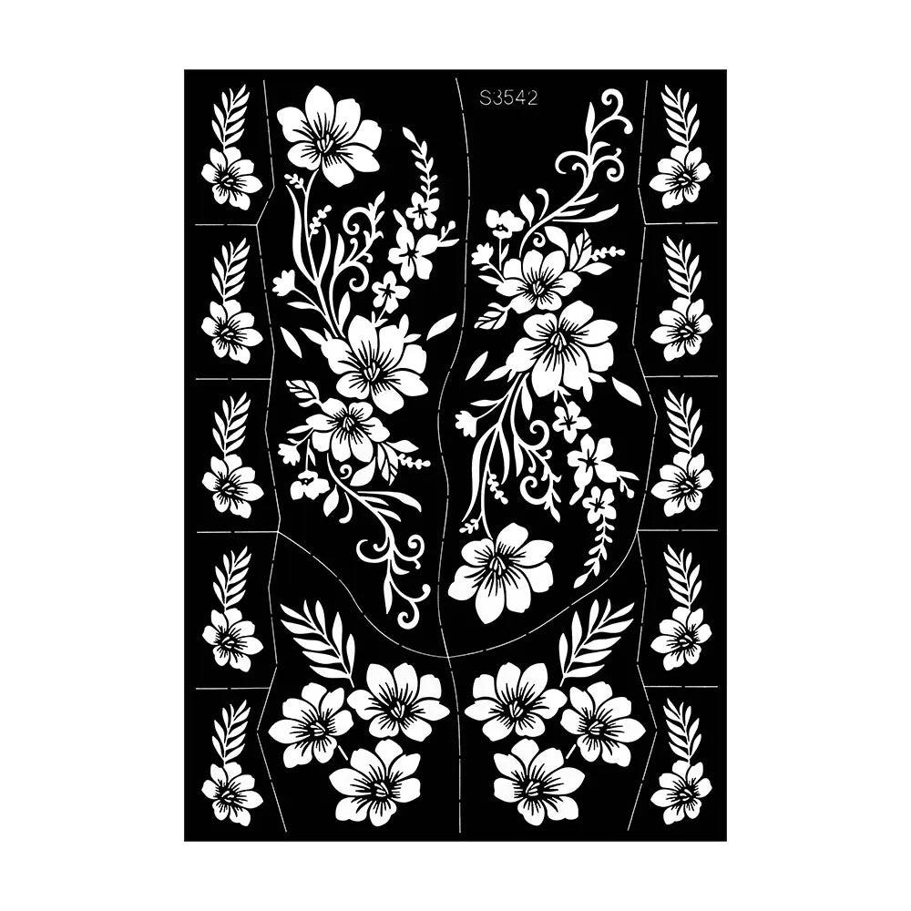 Pochoir Henné Fleurs - Tatouage Éphémère Réutilisable
