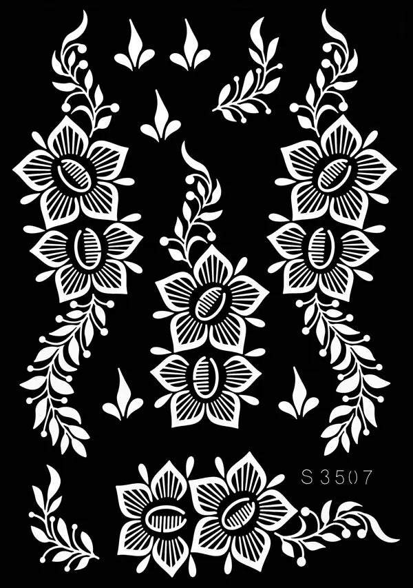 Pochoir Henné Fleurs - Tatouage Éphémère Réutilisable