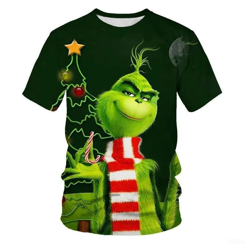 T-shirt Monstre de Noël 3D pour Enfants en Vert