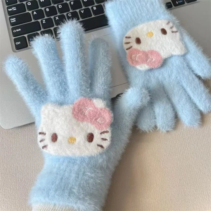 Gants Kawaii Hiver Kuromi & Hello Kitty