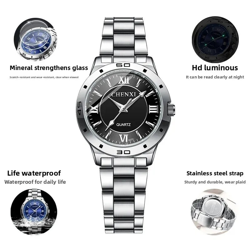 Couple Luxe: Montres Étanches en Acier Élégant