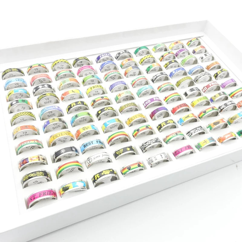 20-Piece Unisex Stainless Steel Ring Set - Trendy Mix