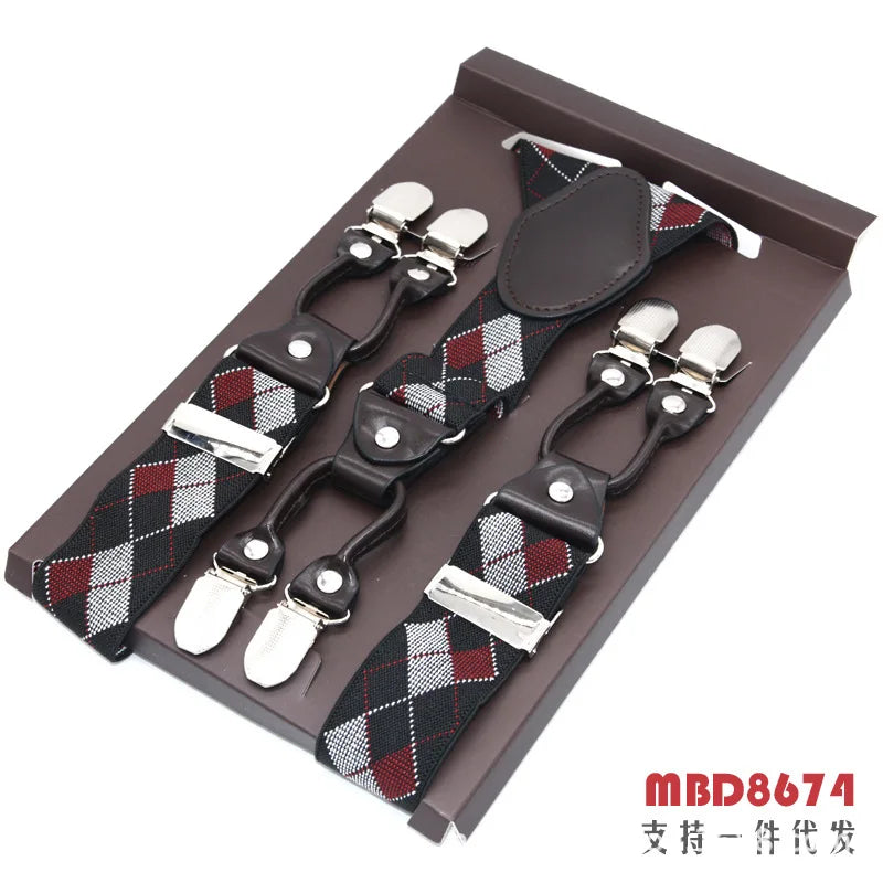 Adjustable 6-Clip Suspenders for Men & Women