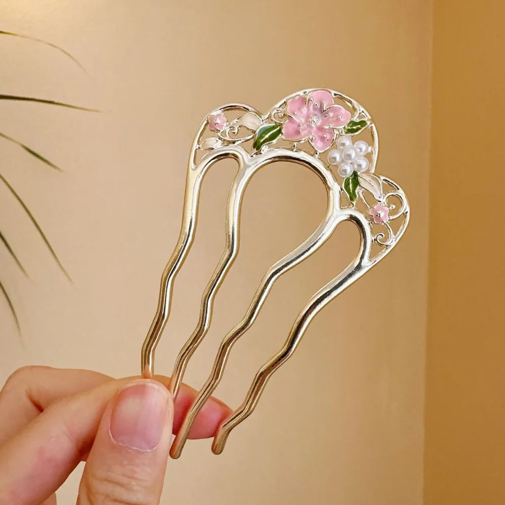 Épingle à chignon U en métal perlé