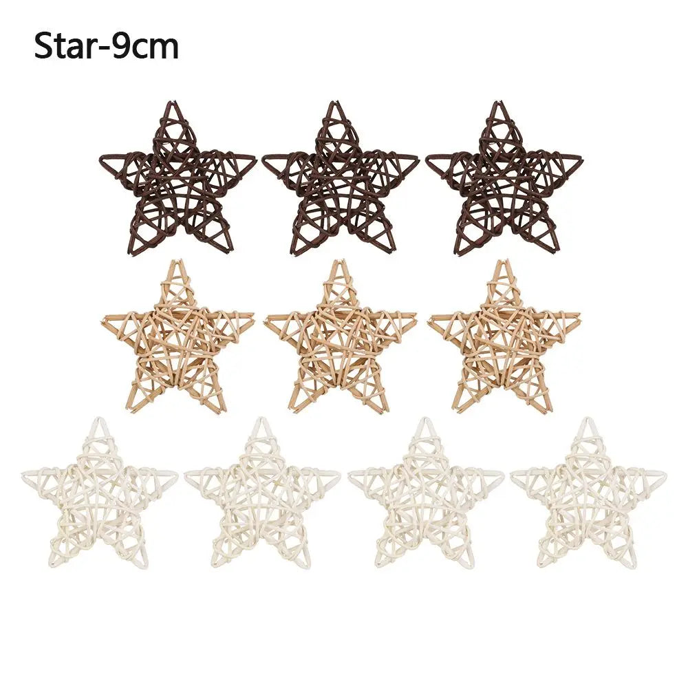Étoiles en Rotin: Boules Décoratives 10pcs