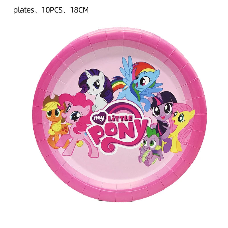 Ensemble Petit Poney Vaisselle Anniversaire Enfant