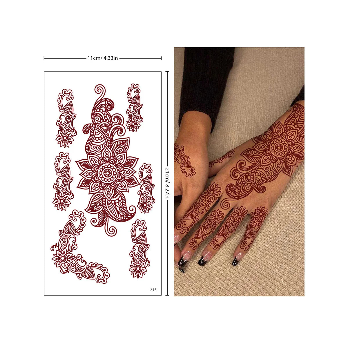 Tatouage Henné Dentelle Rouge Éphémère