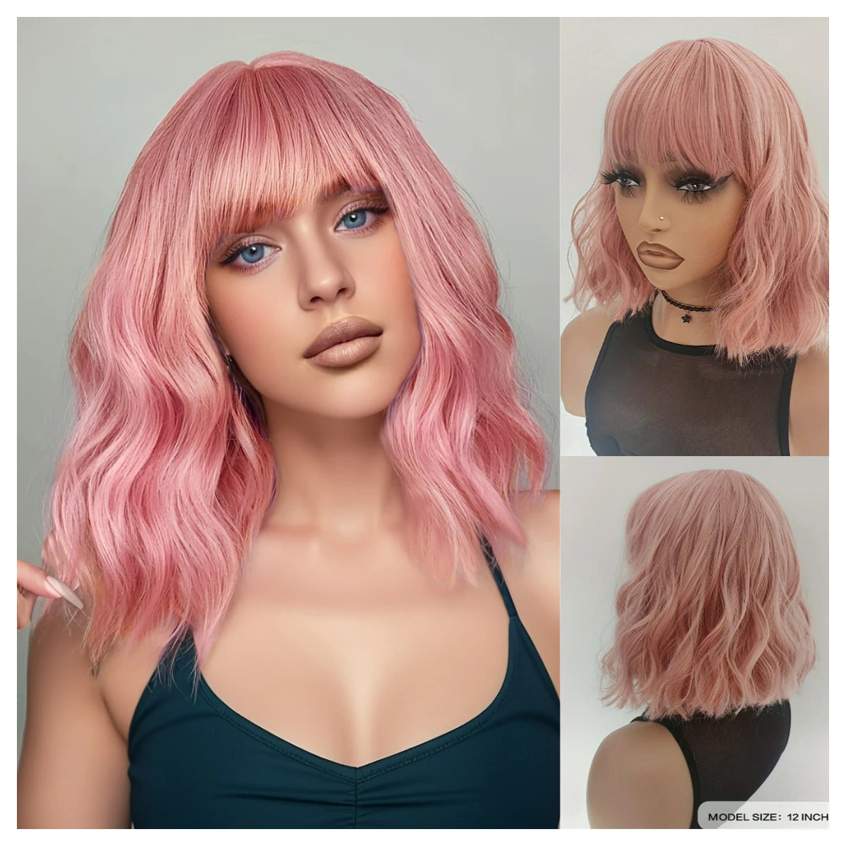 Perruque Ondulée Rose