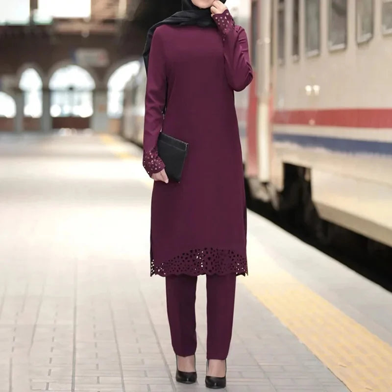 Floral Elegance Abaya Set for Modest Spring Style