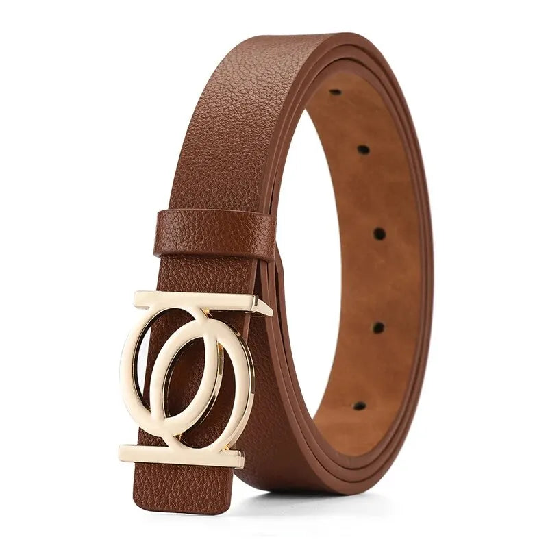 Ceinture PU Femme Double Bouton Mode Chic