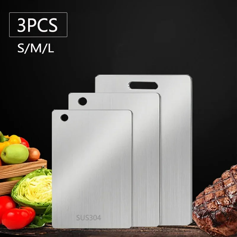 Stainless Steel Double-Sided Chopping Board Set