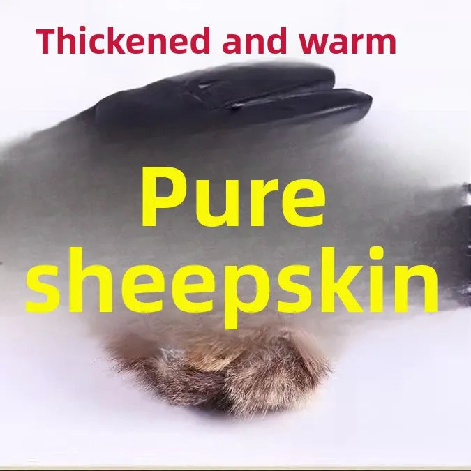 Gants en cuir polaire tactiles pour moto - Hiver chaud