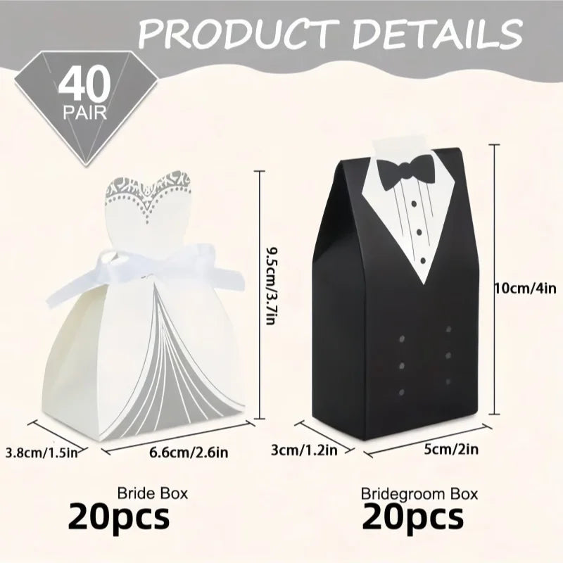 Boîte à Bonbons Mariage Vintage en Robe et Costumes