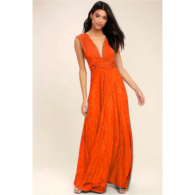 Robe Maxi Femme Élégante à Décolleté V Multi-usage