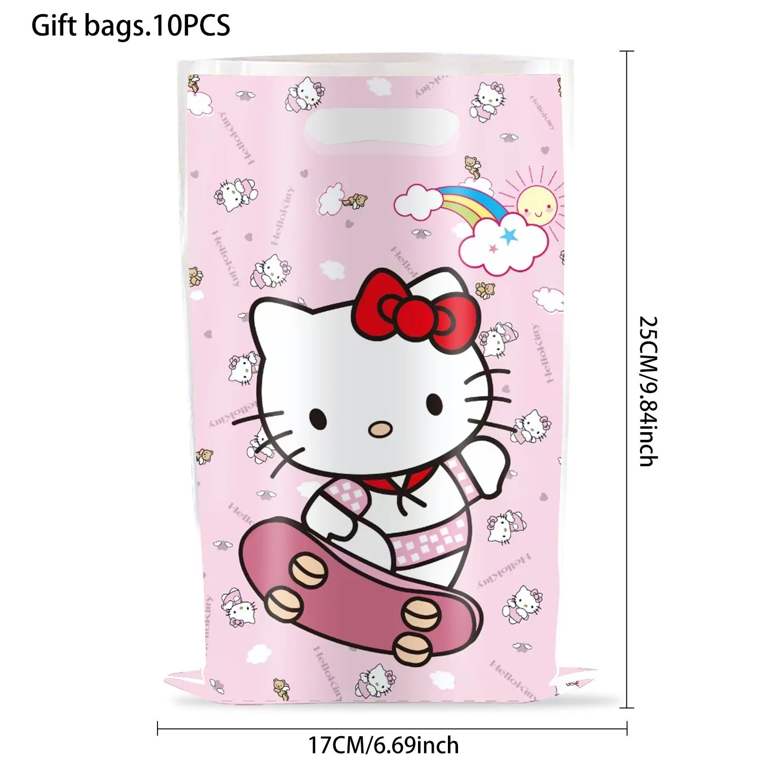Sacs Cadeaux Miniso Kuromi & Hello Kitty Fête 25cm