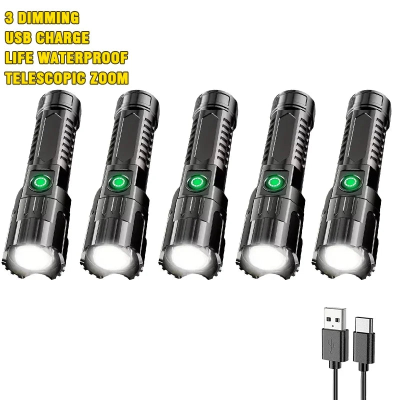 Lampe Tactique USB Zoom - Éclairage d’Urgence Puissant