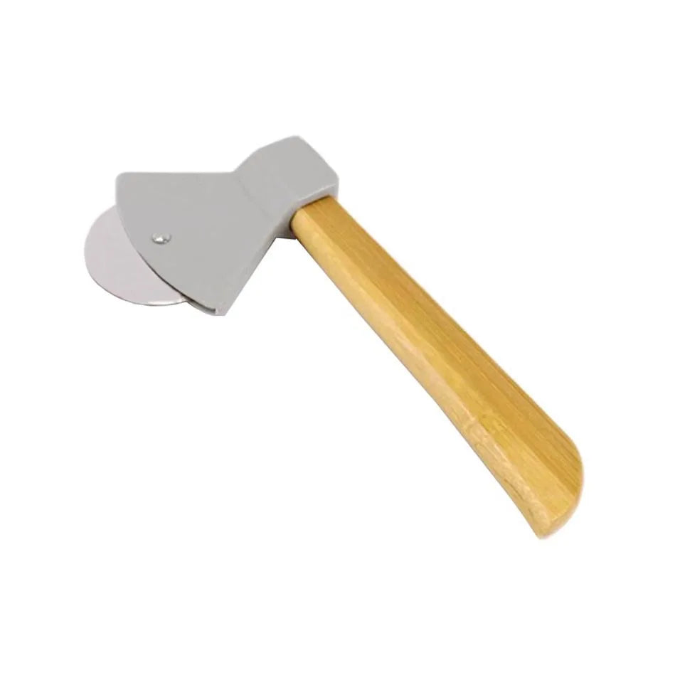 Hache à Pizza en Acier Inoxydable avec Poignée Bambou