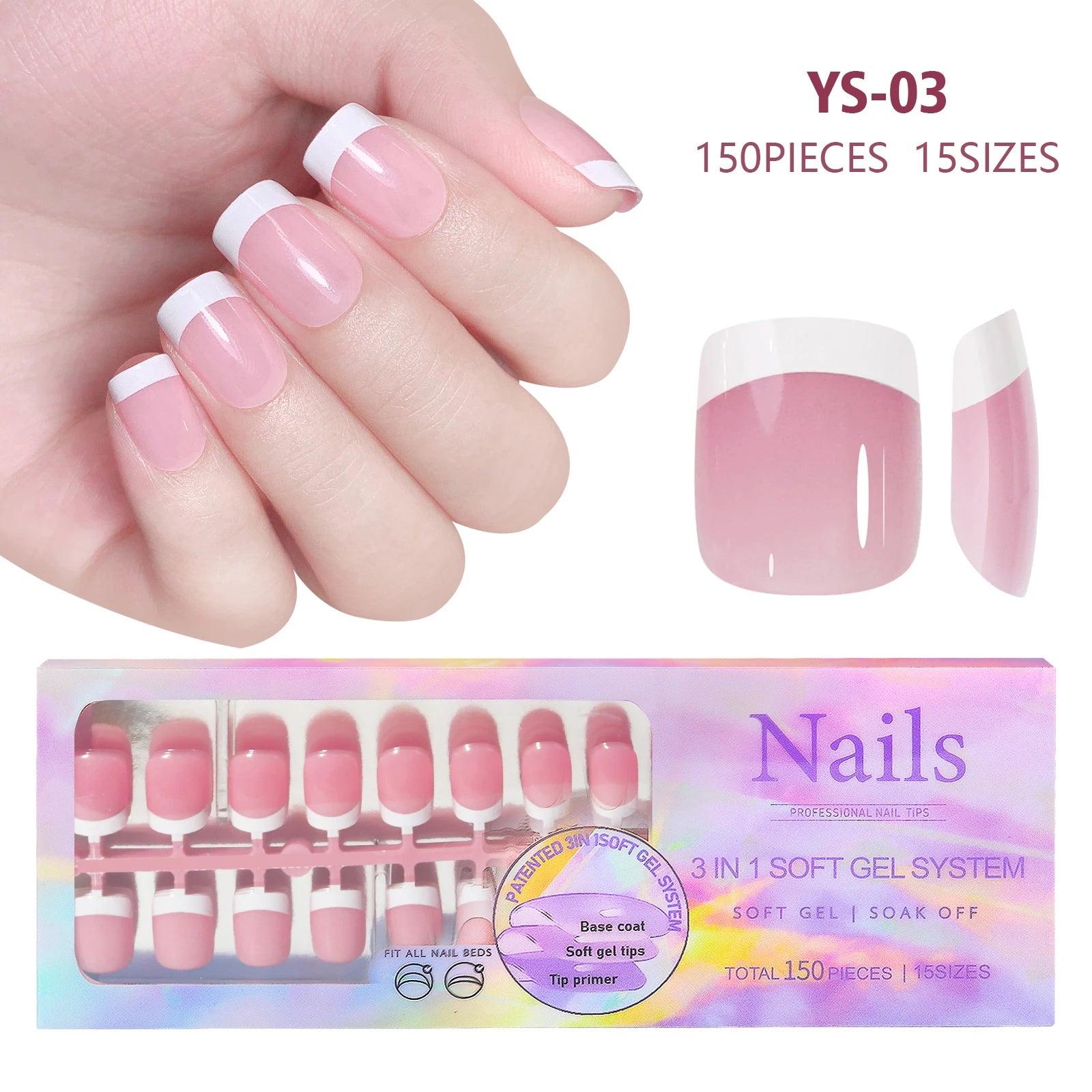 150 Faux Ongles Blancs Glamour