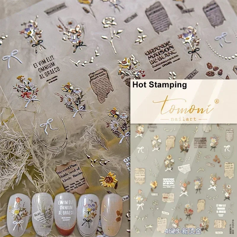 Autocollants Kawaii 5D Jasmin Pailleté pour Ongles