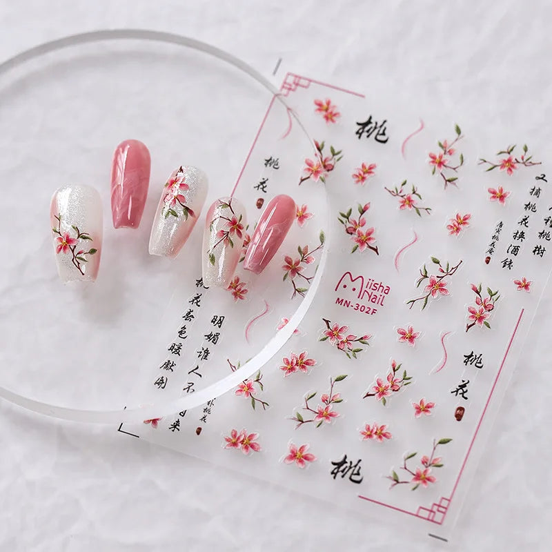 Autocollants Kawaii 5D Jasmin Pailleté pour Ongles