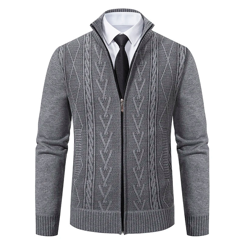 Cardigan Épais Hiver Homme Col Montant