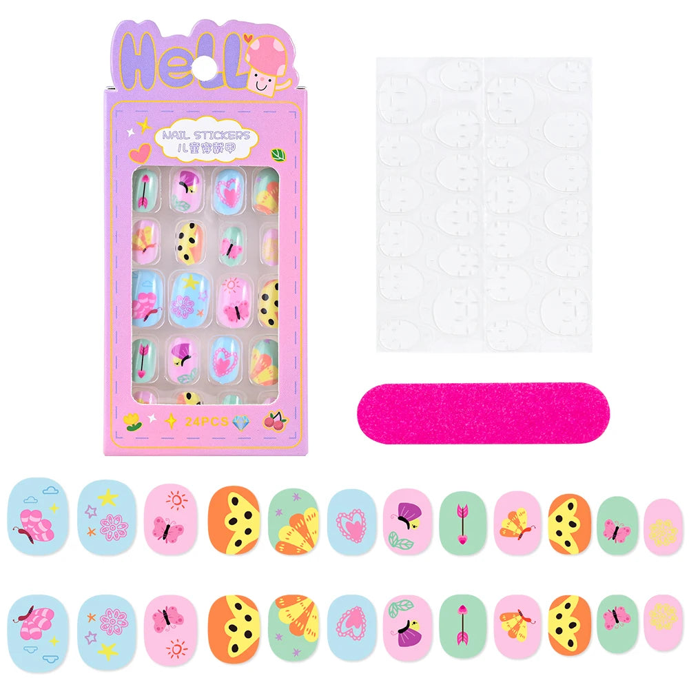 Kawaii Ongles Enfants - 24 Pièces Mignonnes