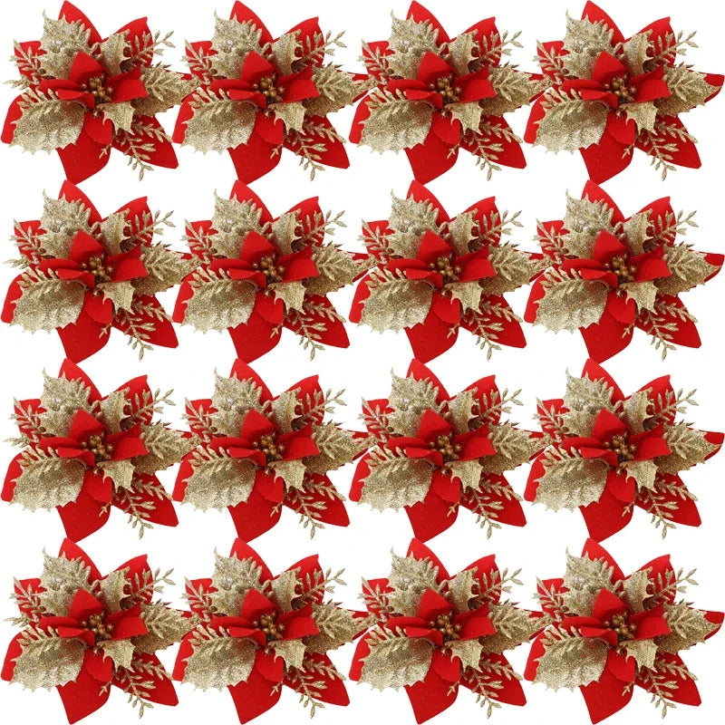 Étoiles de Noël Pailletées en Fleurs