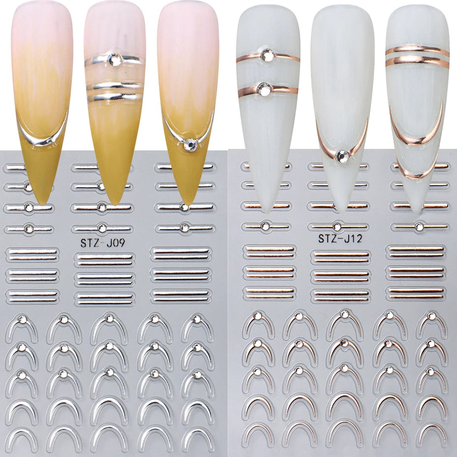 Autocollants 5D Strass Argentés Nail Art