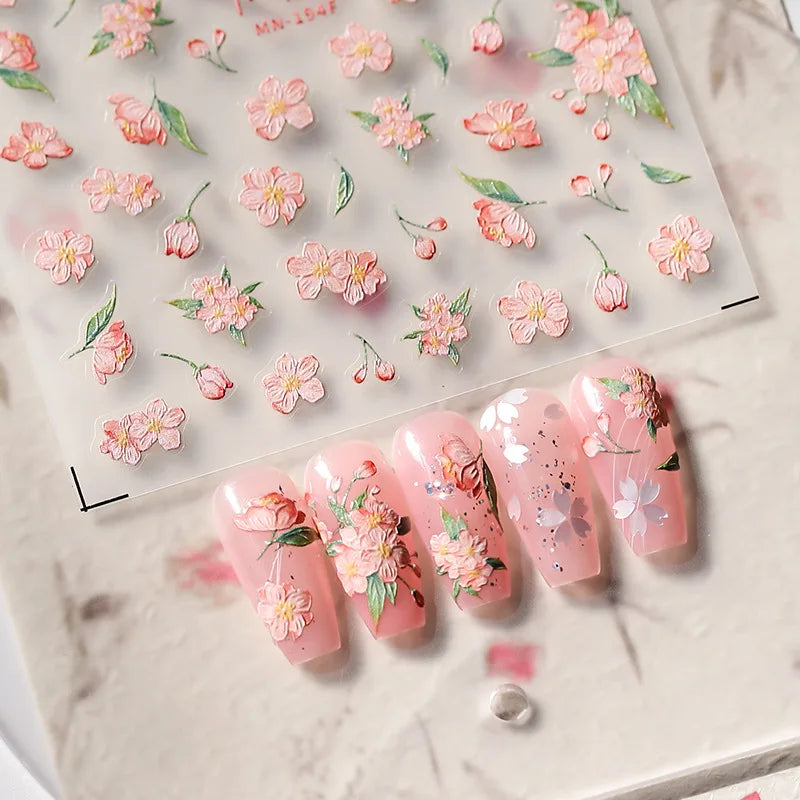 Autocollants Kawaii 5D Jasmin Pailleté pour Ongles