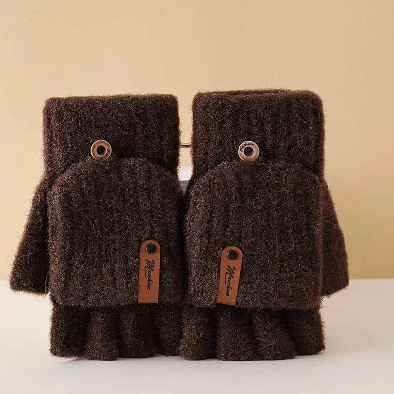 Gants demi-doigts en peluche pour l'hiver actif