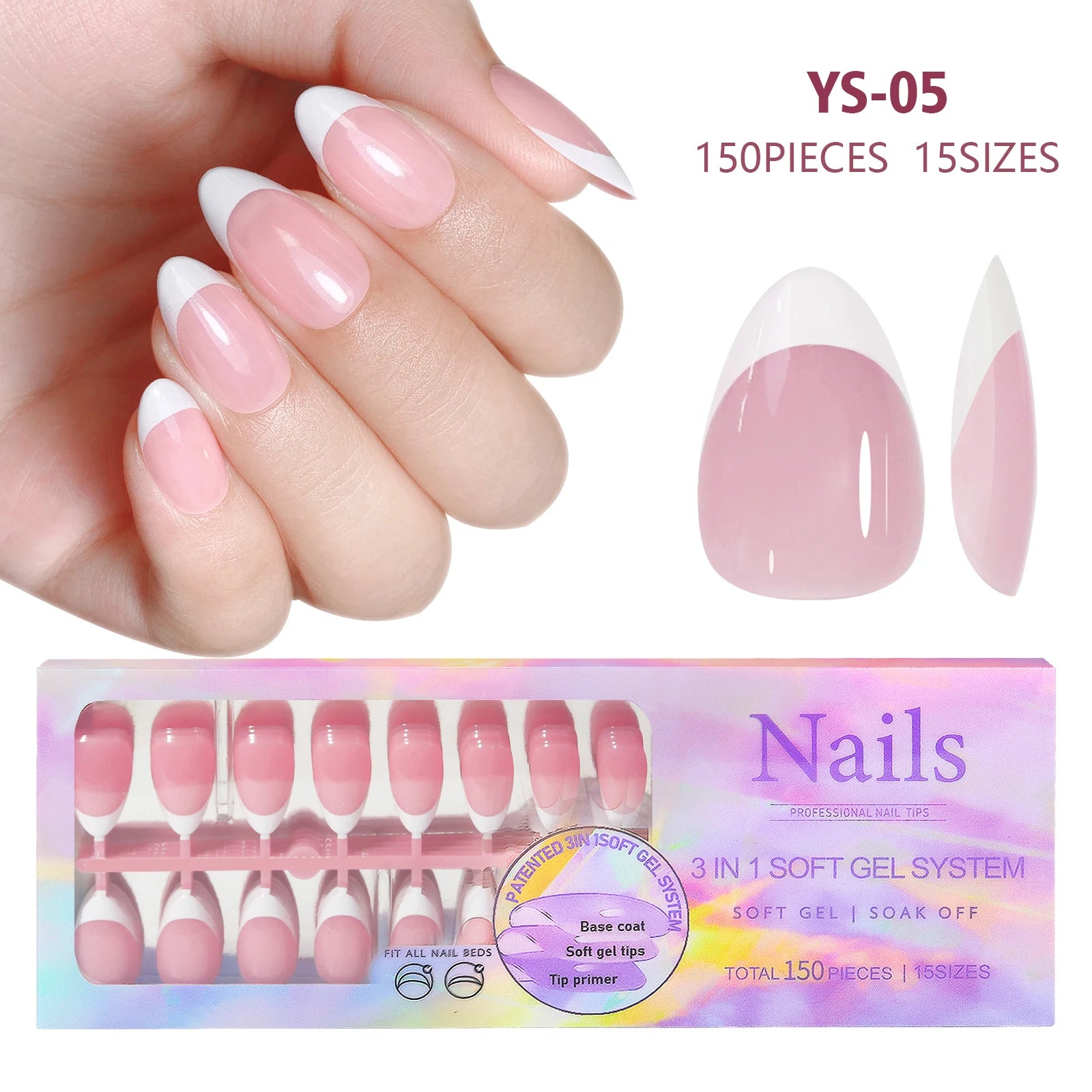 150 Faux Ongles Blancs Glamour