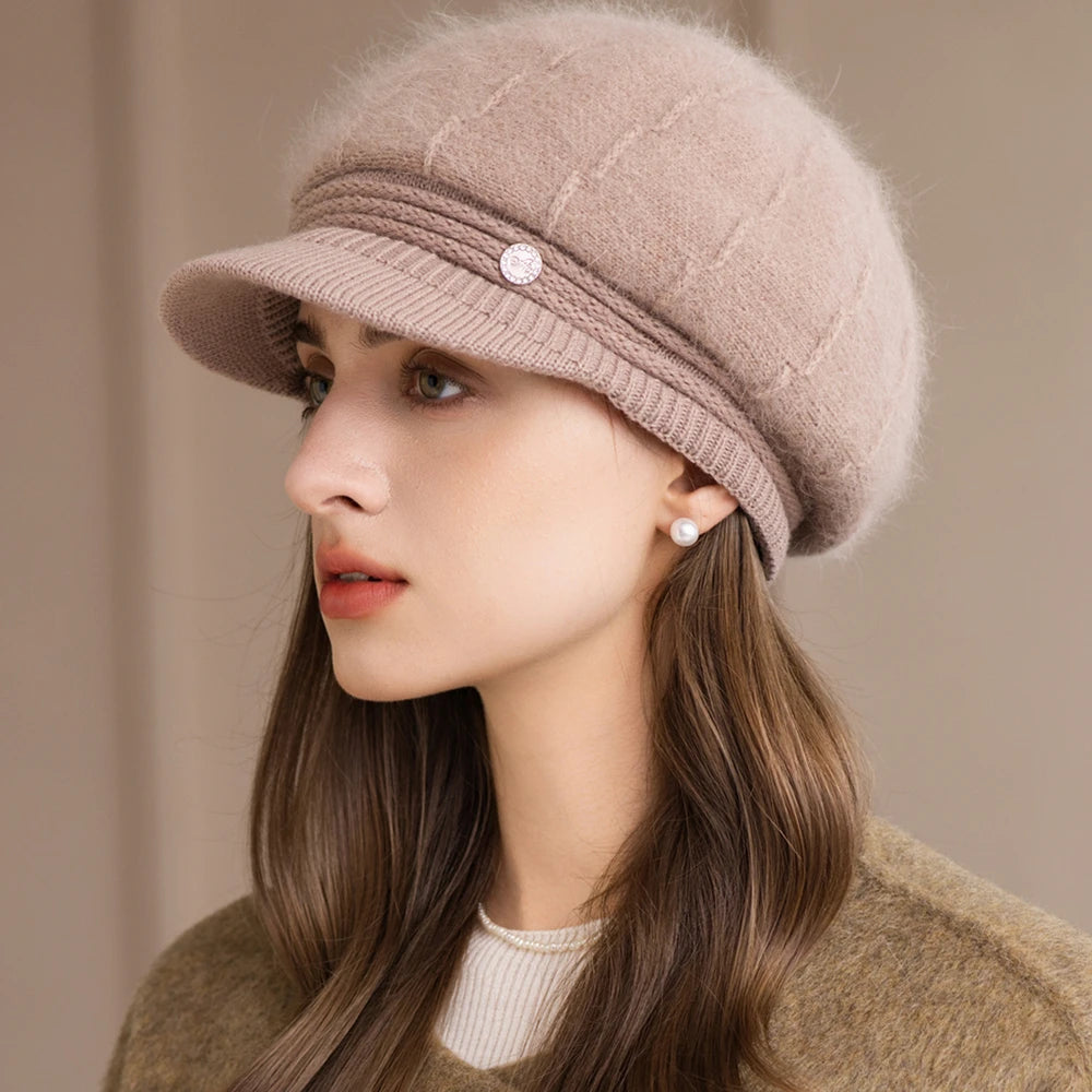 Chapeau Dandy Femme Hiver en Fourrure et Tricot