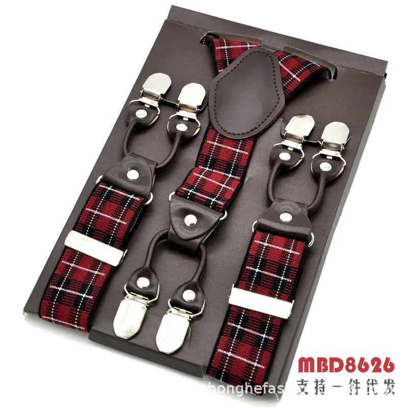 Adjustable 6-Clip Suspenders for Men & Women