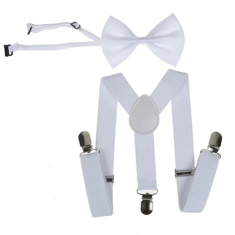 Red Y-Shape Suspenders with Bow Tie Set for Kids