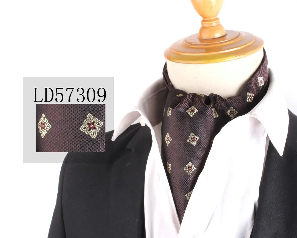 Cravate Jacquard Floral Ascot Luxe pour Hommes
