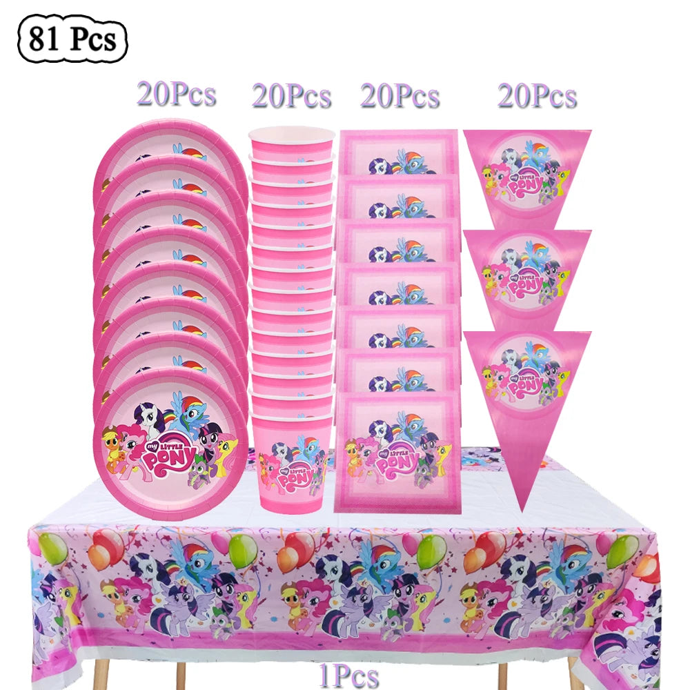 Ensemble Petit Poney Vaisselle Anniversaire Enfant