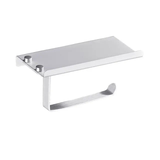 Porte-rouleau mural noir avec support pratique.