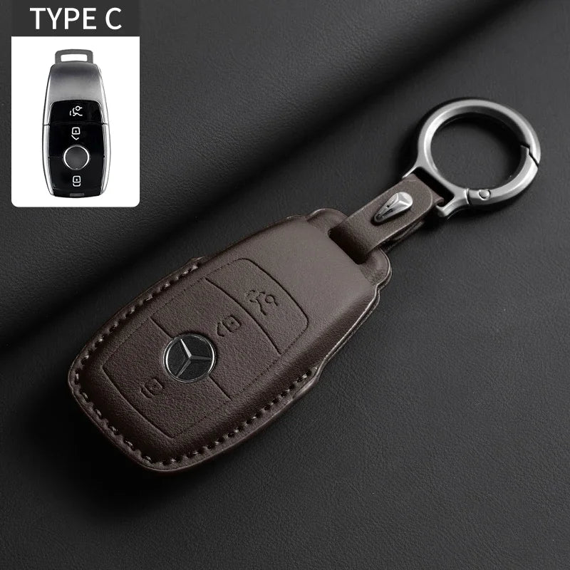 Luxury Leather Remote Key Case for Mercedes Models