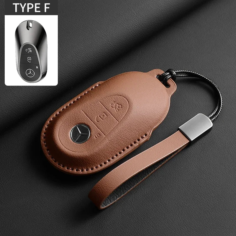 Luxury Leather Remote Key Case for Mercedes Models