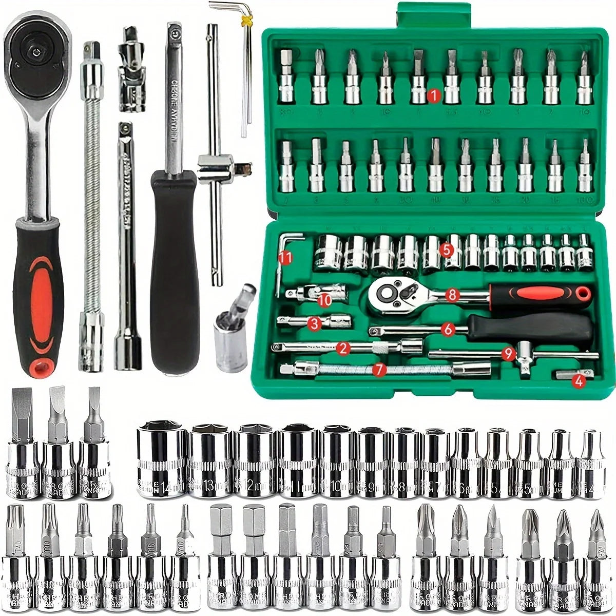 Kit Outils Auto Pro 46 pièces - Vert Éco-Réparation