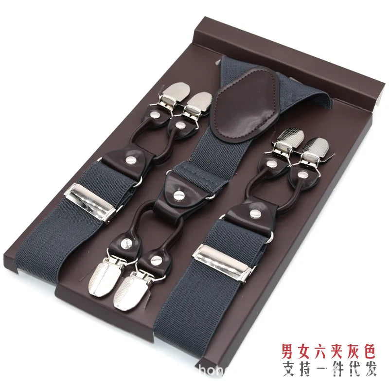 Adjustable 6-Clip Suspenders for Men & Women