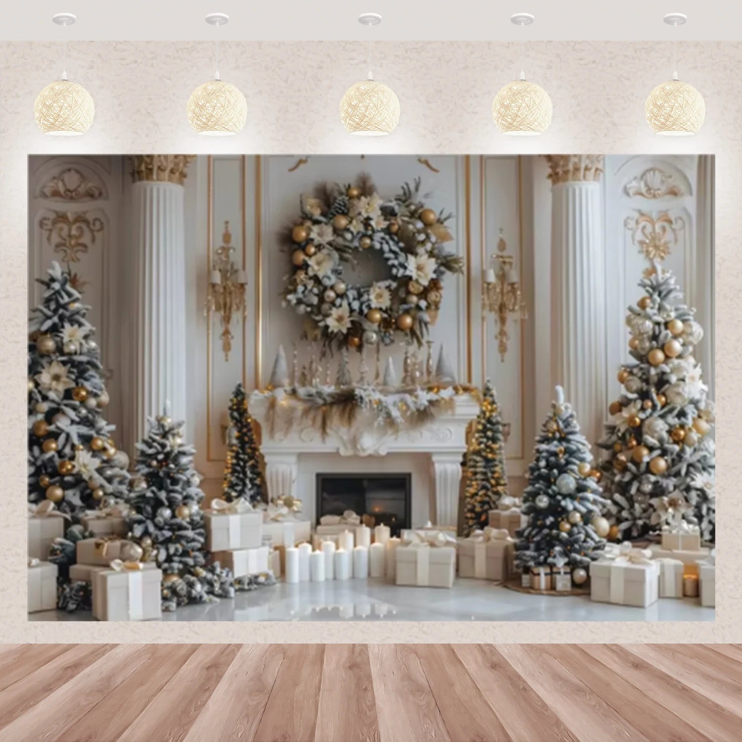 Décor Photo Hivernal avec Arbre et Ours