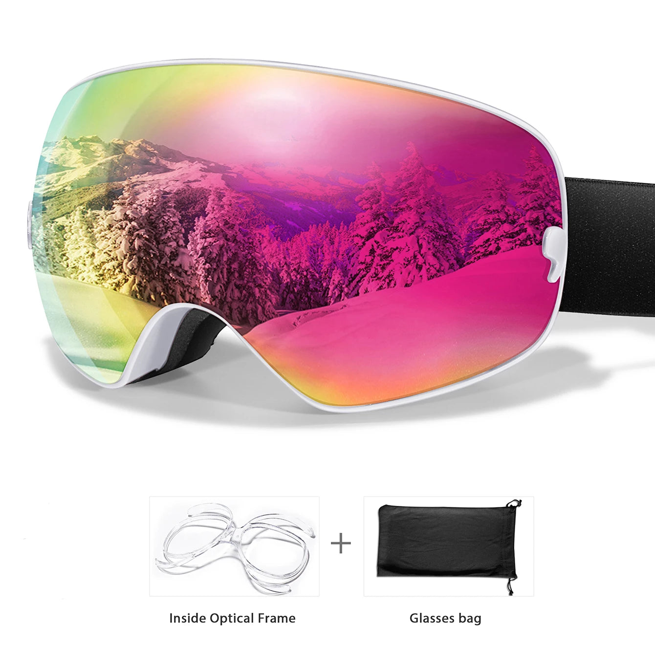 Lunettes Ski UV400 Anti-buée Mixte + Sac Offert