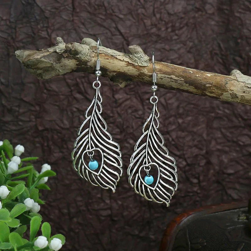 Boho Blue Stone Geometric Earrings for Women